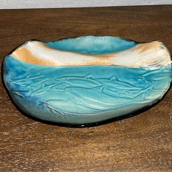 Ina Koch Dolphin Ceramic Decorative Dish - Picture 1 of 5